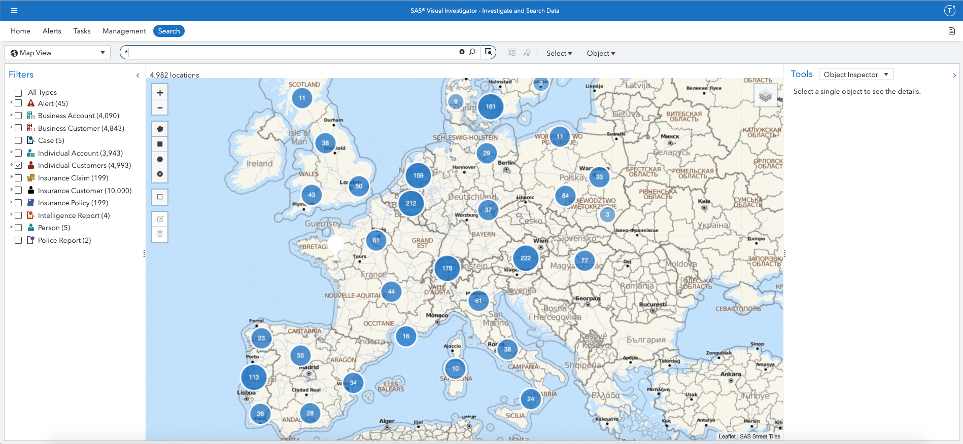 SAS Visual Investigator Map